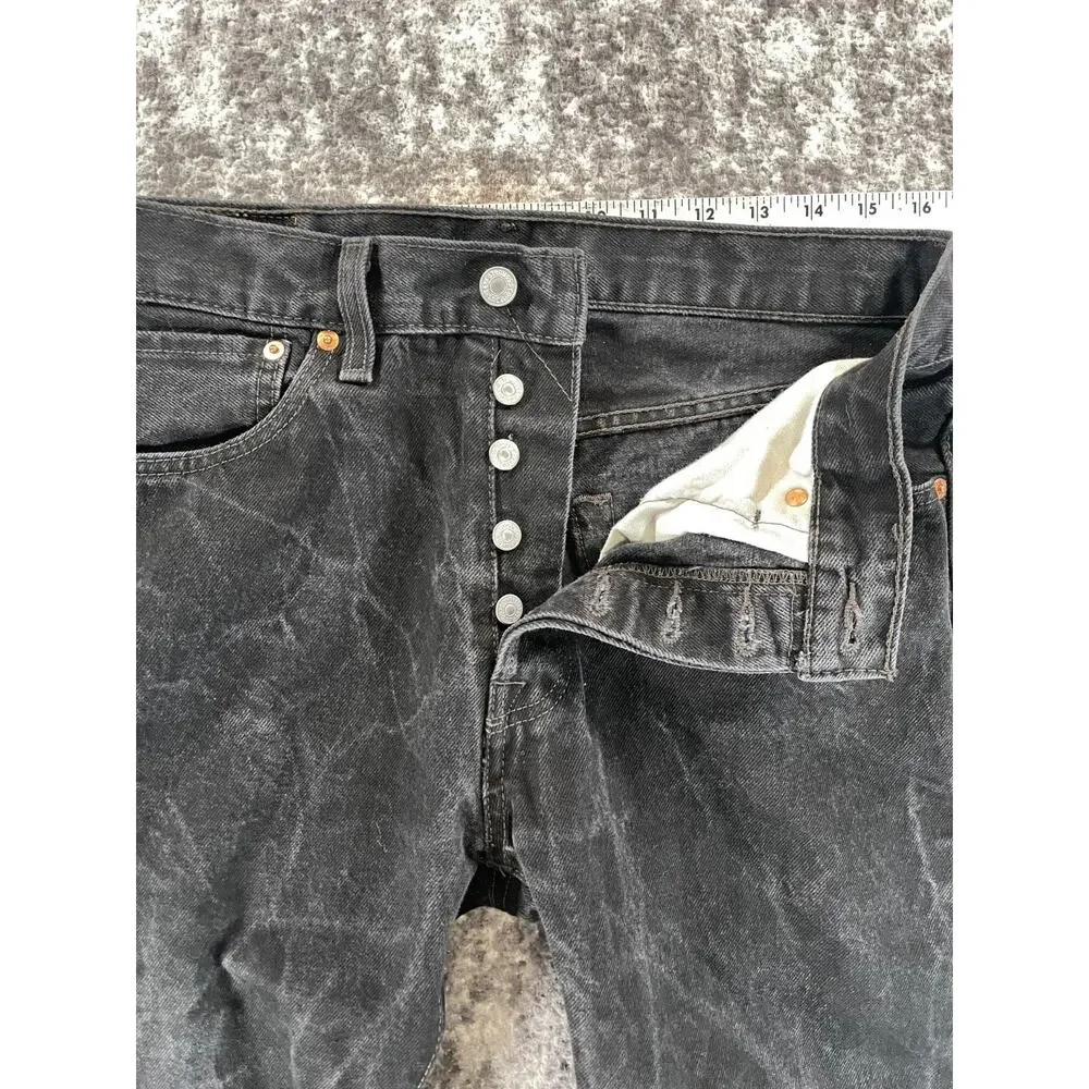 Levis 501 Original Fit Mens 32x30 Black Straight Leg Button Fly Jeans